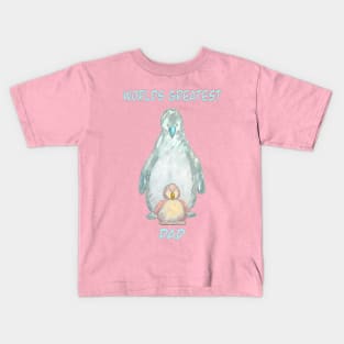 World’s Greatest Dad-cute baby penguin and  daddy penguin. Kids T-Shirt